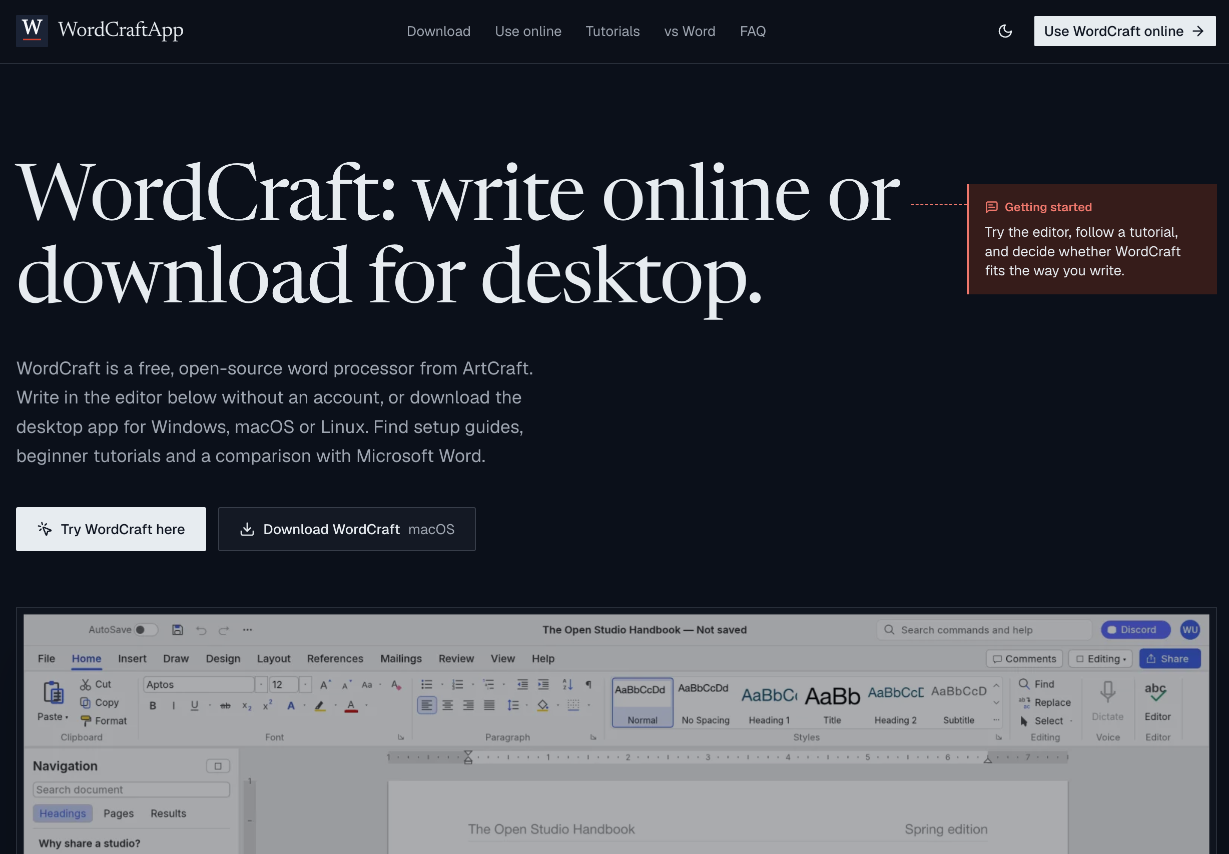 WordCraftApp document editor screenshot